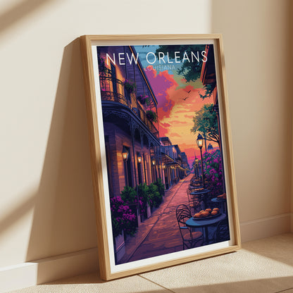New Orleans Travel Poster – Bourbon Street Wall Art Print