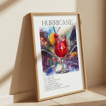 Hurricane Cocktail Poster - Recipe Print