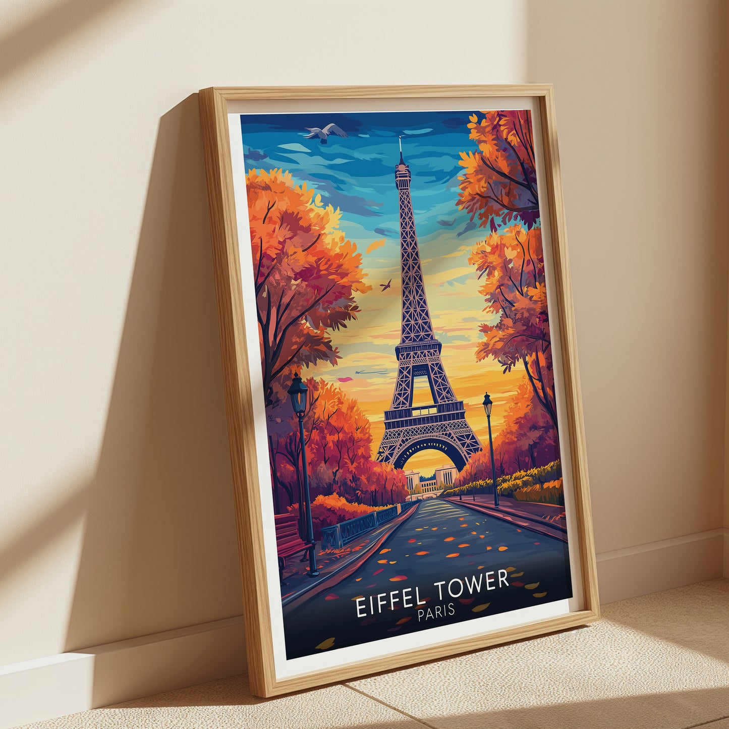 Eiffel Tower Paris Poster – Autumn Travel Wall Art Print