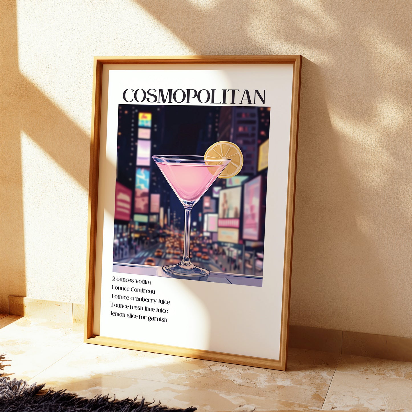Cosmopolitan Cocktail Poster - Recipe Print