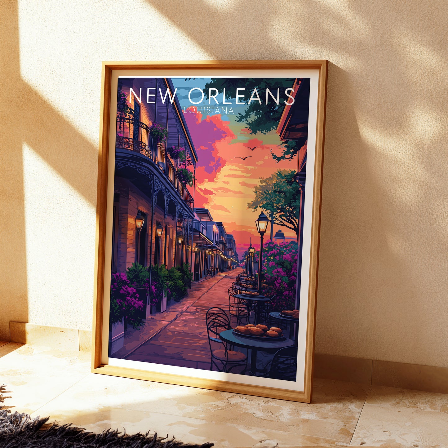 New Orleans Travel Poster – Bourbon Street Wall Art Print