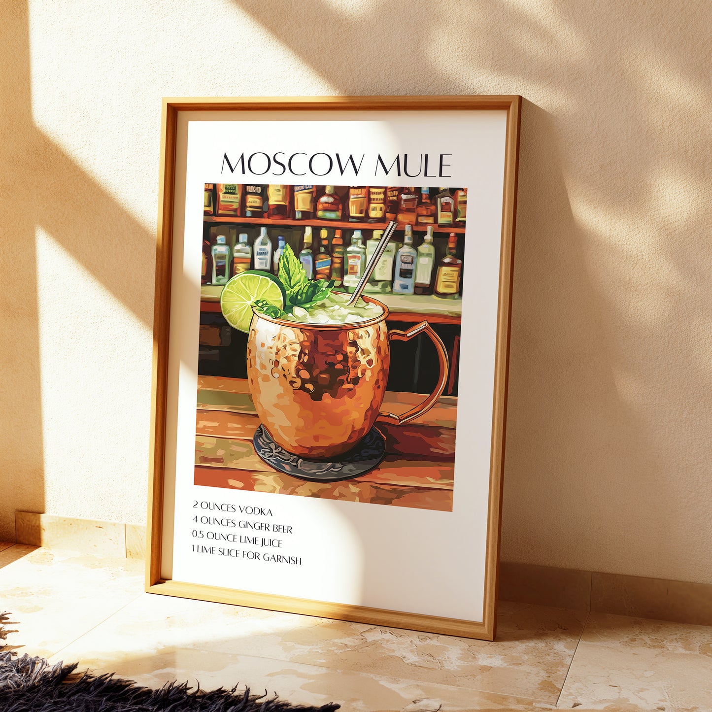 Moscow Mule Cocktail Poster — Retro Mixology Wall Art Print for Home Bar & Kitchen