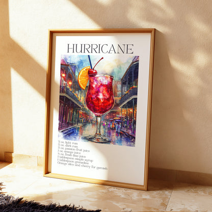 Hurricane Cocktail Poster - Recipe Print