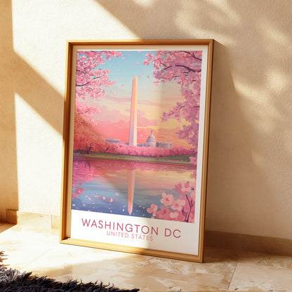 Washington DC Cherry Blossom Poster, Wall Art, Travel Print, Wedding gift, Cherry Blossom in DC, Washington DC Poster Print