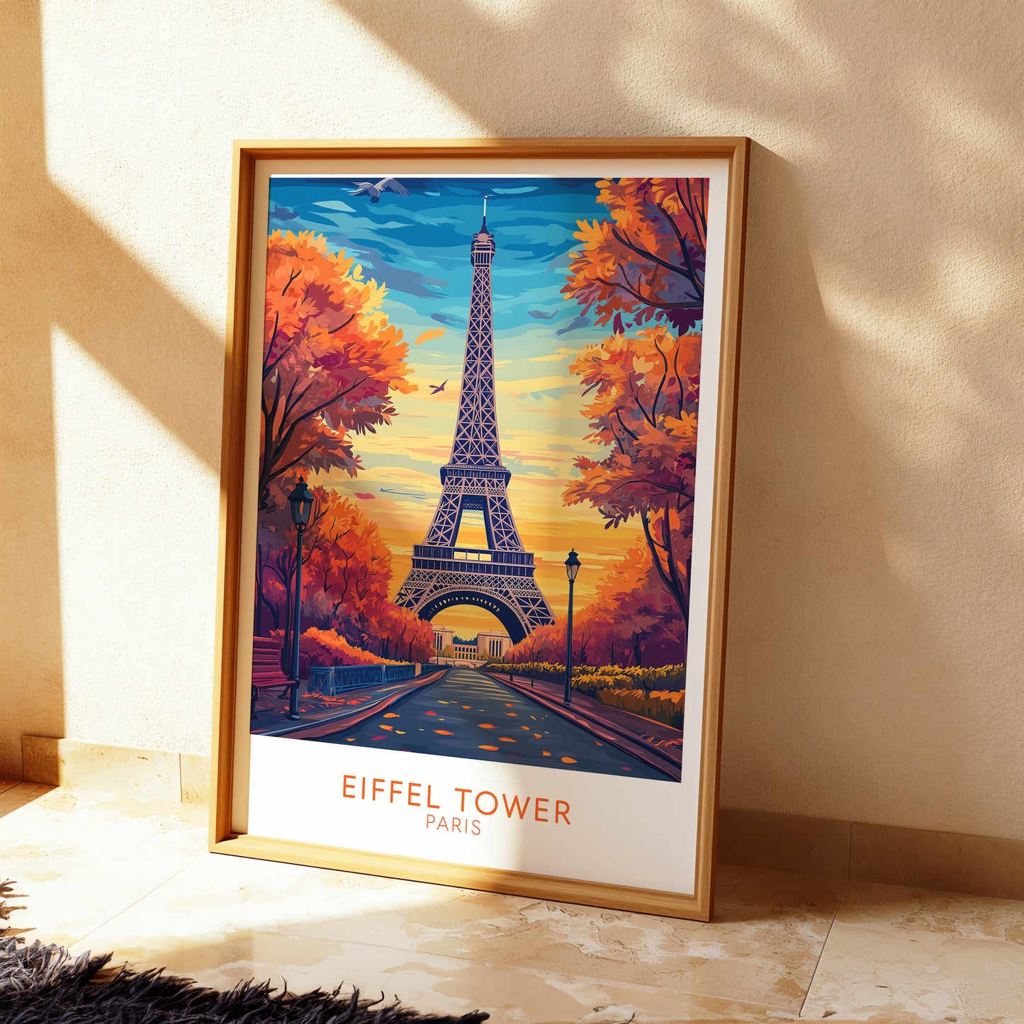 Eiffel Tower Paris Poster – Autumn Travel Wall Art Print