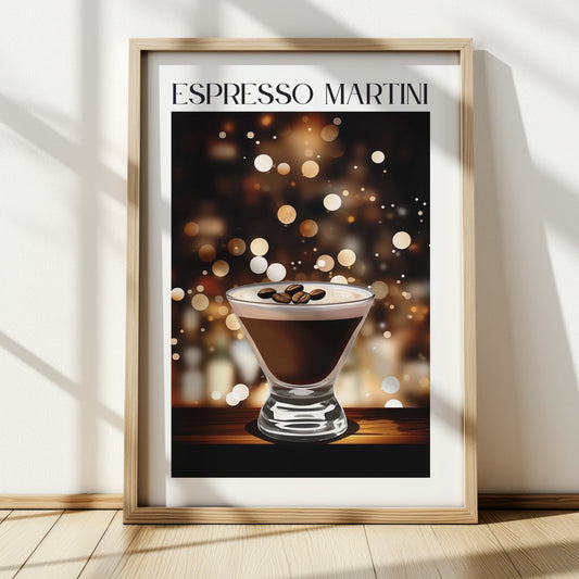 Espresso Martini Wall Art – Drink Recipe Poster for Kitchen or Bar Cart
