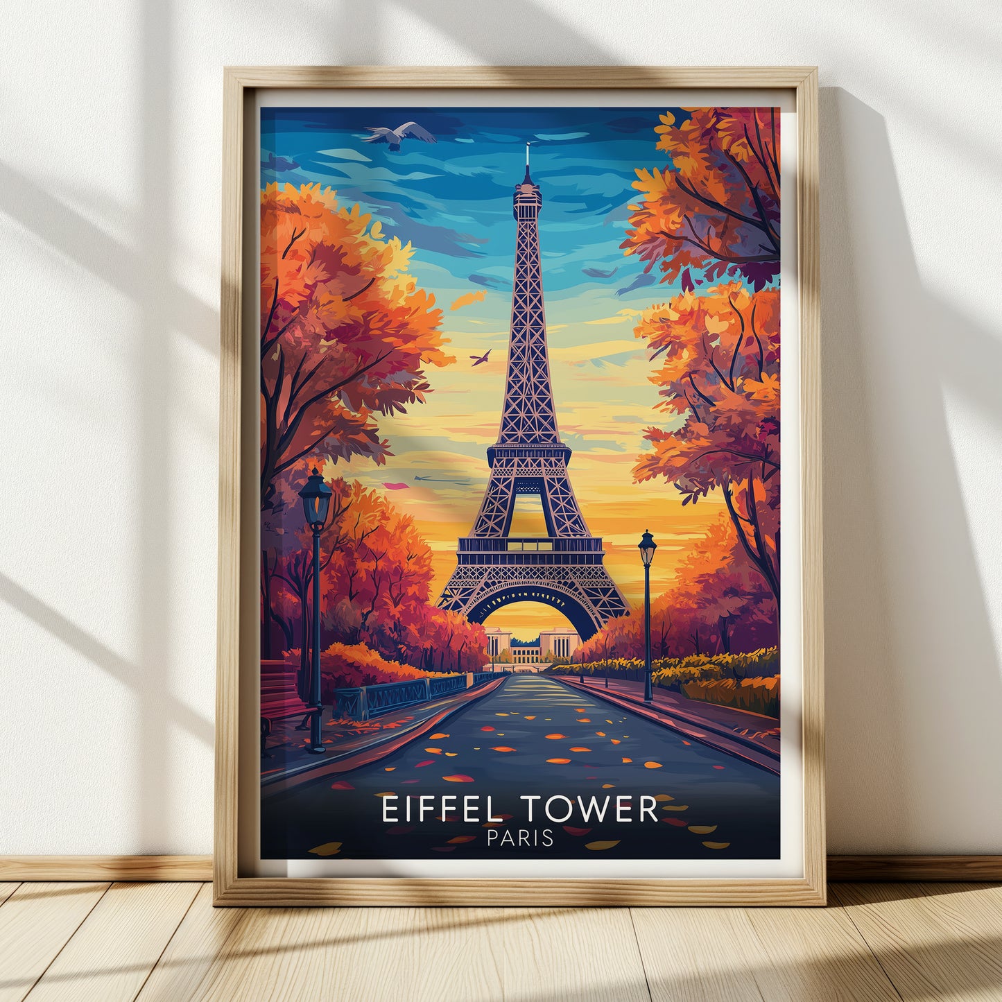 Eiffel Tower Paris Poster – Autumn Travel Wall Art Print