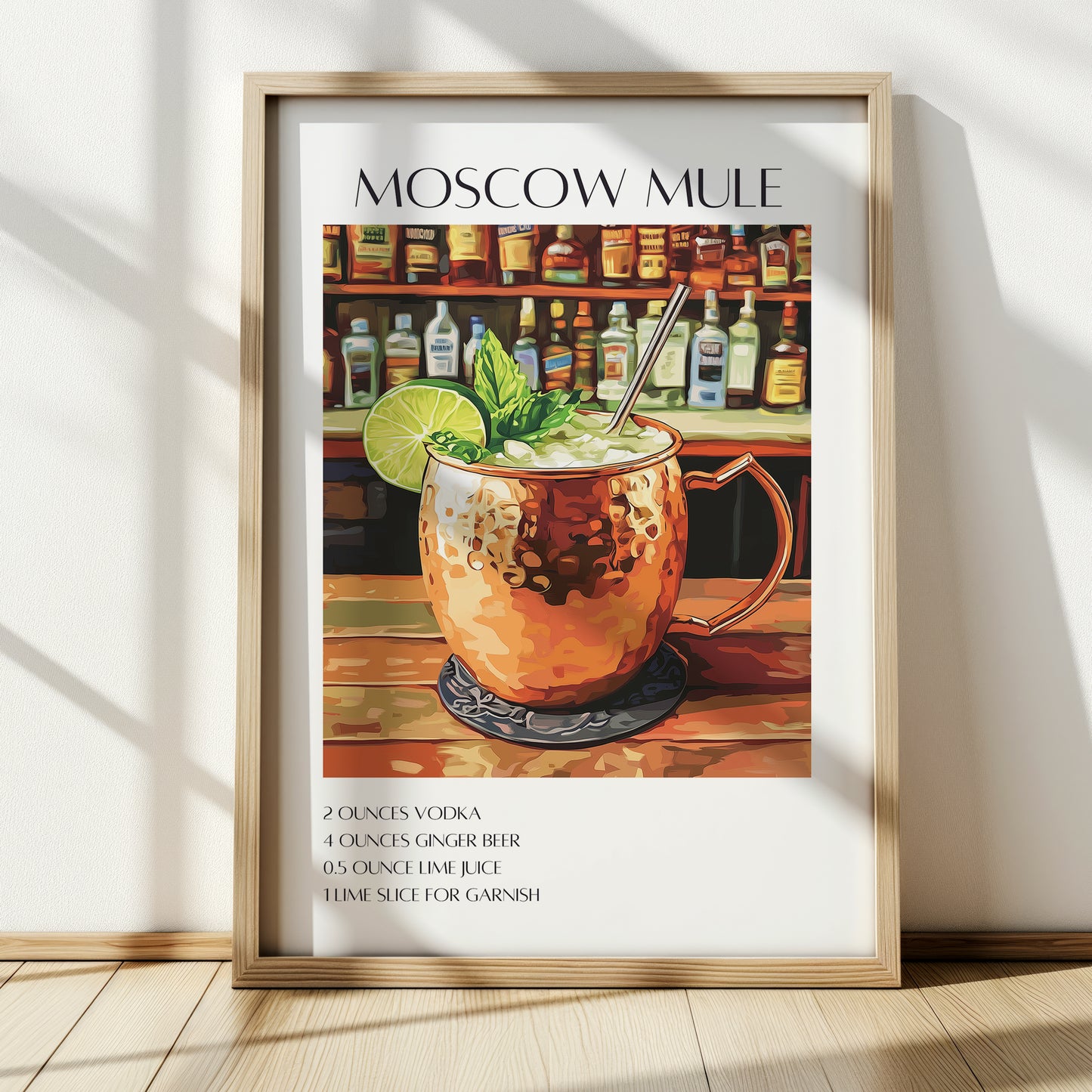 Moscow Mule Cocktail Poster — Retro Mixology Wall Art Print for Home Bar & Kitchen