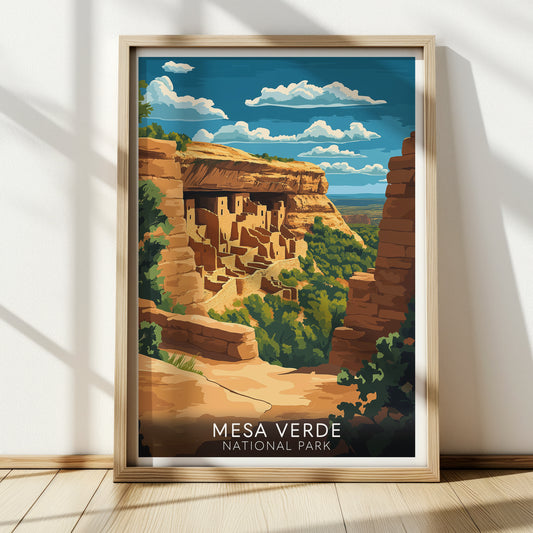 Mesa Verde Poster — Vintage National Park Wall Art Print for Travel & Southwest Home Decor