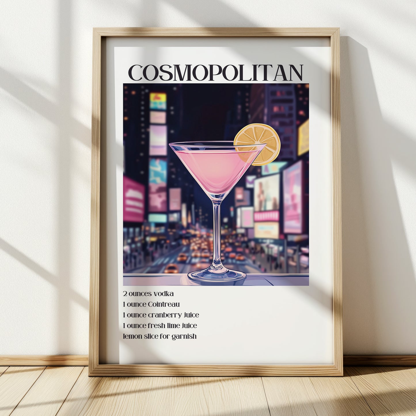Cosmopolitan Cocktail Poster - Recipe Print
