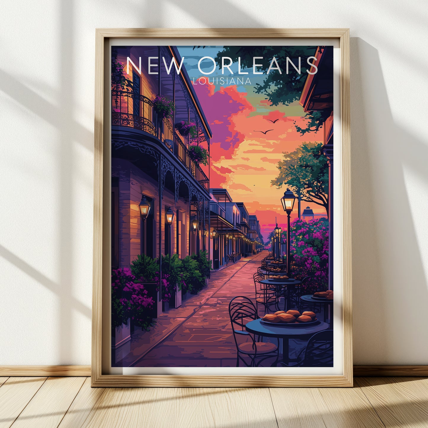New Orleans Travel Poster – Bourbon Street Wall Art Print