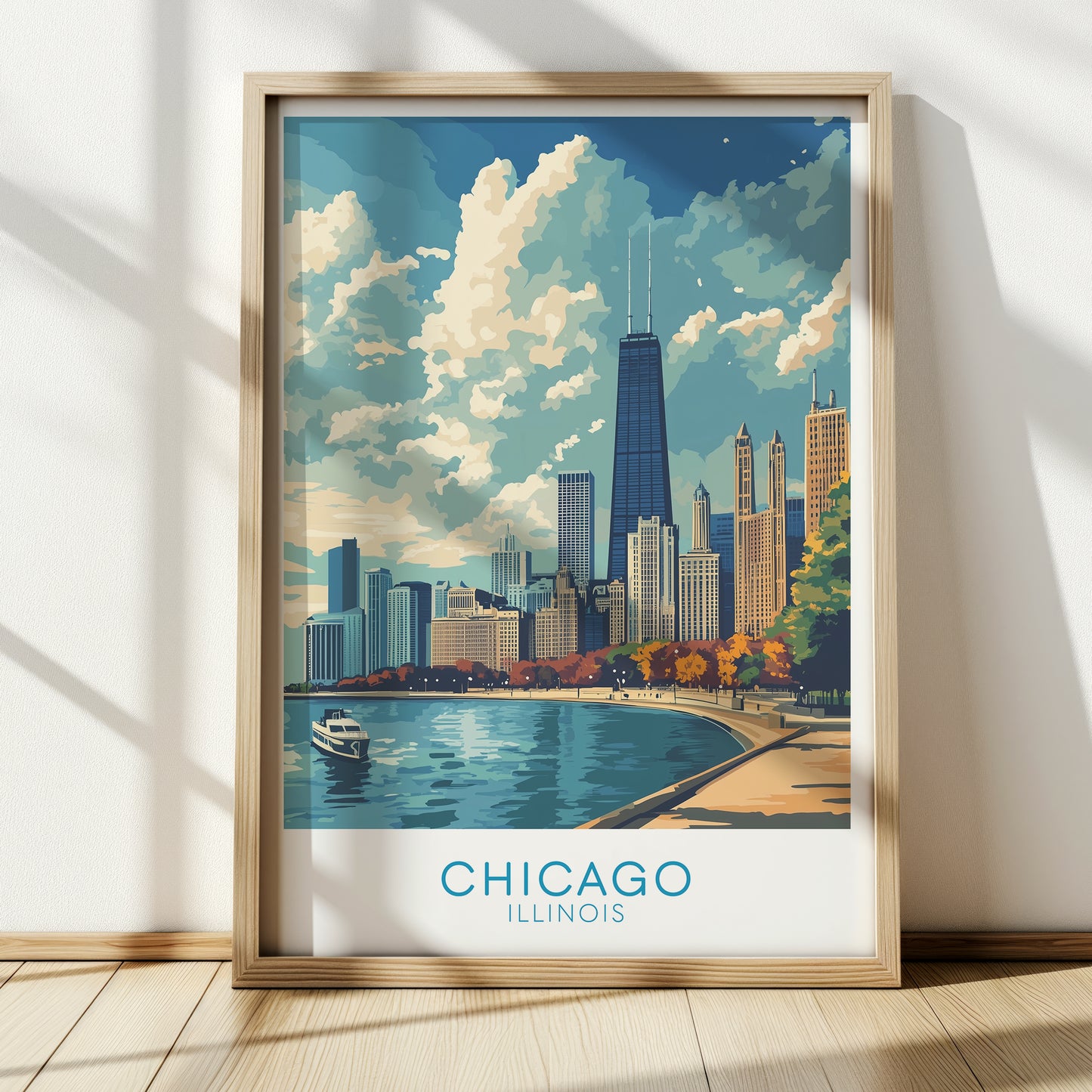 Chicago Cityscape Poster: Vintage Travel Print, Urban Architecture