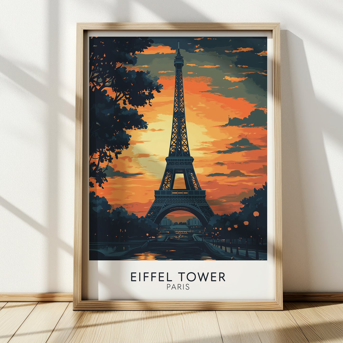 Eiffel Tower Paris Poster – Sunset Silhouette Wall Art Print