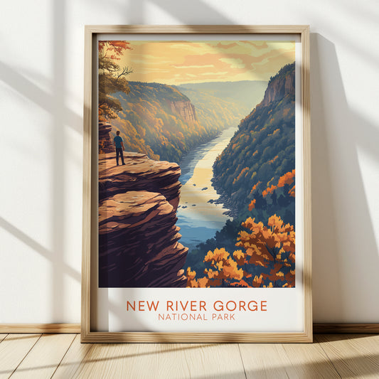 New River Gorge Poster — Vintage National Park Wall Art Print for Adventure & Nature Lovers