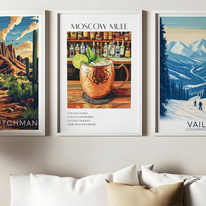 Moscow Mule Cocktail Poster — Retro Mixology Wall Art Print for Home Bar & Kitchen
