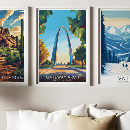 Gateway Arch Poster — Vintage National Park Wall Art Print for Travel & Midwest Decor