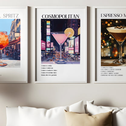 Cosmopolitan Cocktail Poster - Recipe Print