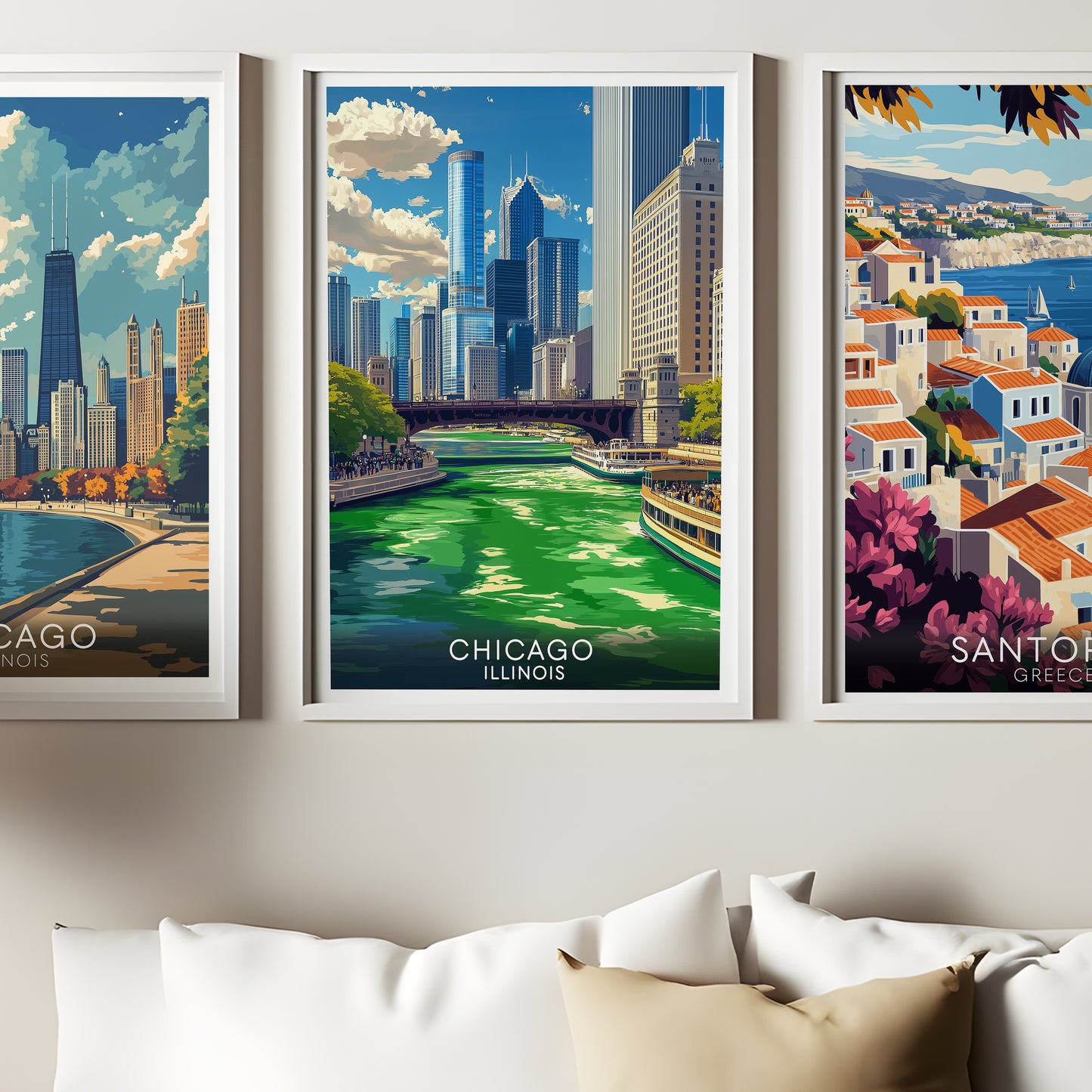 Chicago St. Patrick's Day Poster – Green Dyed River Vintage Cityscape Wall Art Print