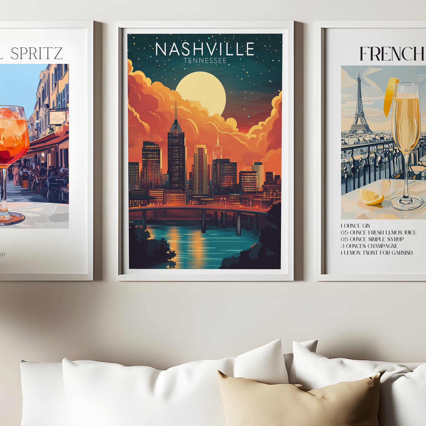 Nashville Skyline Art Print — Sunset Cityscape Wall Art