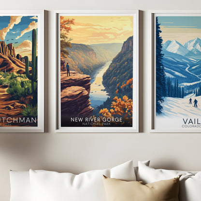 New River Gorge Poster — Vintage National Park Wall Art Print for Adventure & Nature Lovers