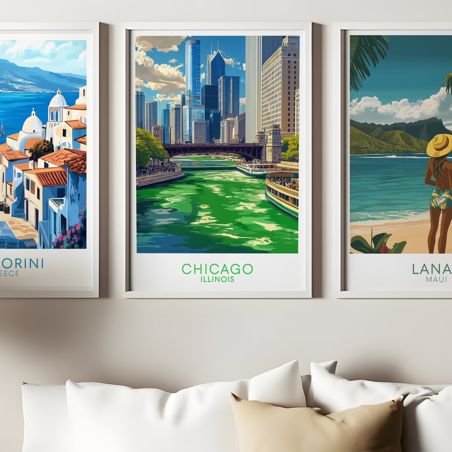 Chicago St. Patrick's Day Green River Poster – Vintage City Travel Wall Art Print