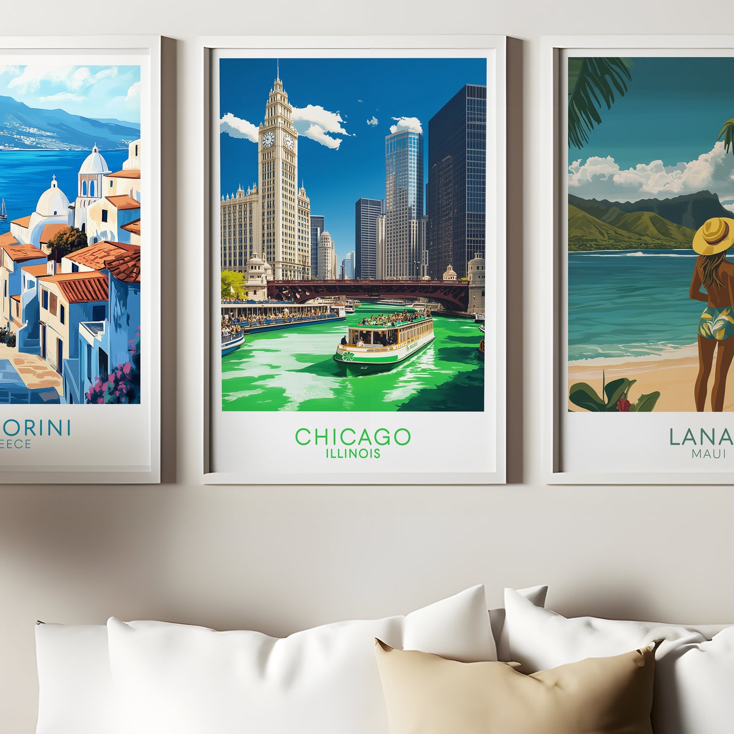 Chicago Green River St. Patrick’s Day Poster – Vintage Cityscape Wall Art Print