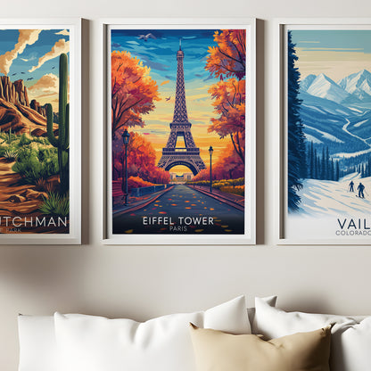 Eiffel Tower Paris Poster – Autumn Travel Wall Art Print