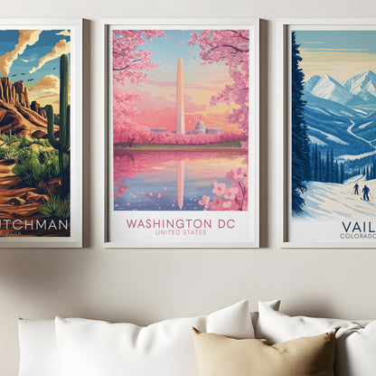 Washington DC Cherry Blossom Poster, Wall Art, Travel Print, Wedding gift, Cherry Blossom in DC, Washington DC Poster Print