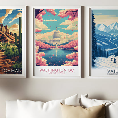 Washington D.C. Capitol Poster — Vintage Cherry Blossom Wall Art Print for Travel & City Lovers