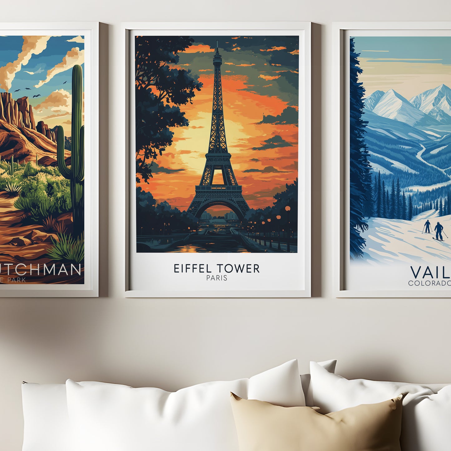 Eiffel Tower Paris Poster – Sunset Silhouette Wall Art Print