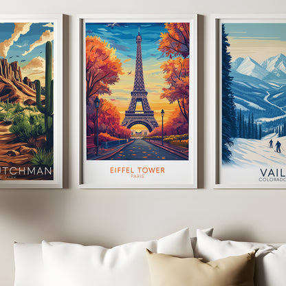 Eiffel Tower Paris Poster – Autumn Travel Wall Art Print