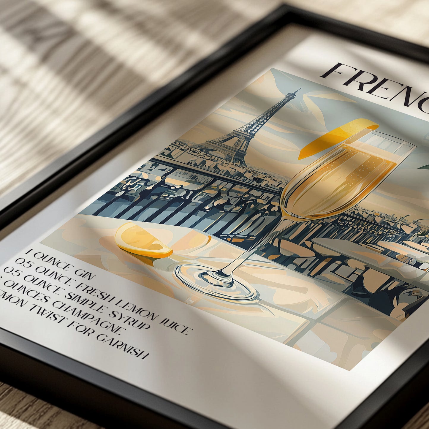 French 75 Cocktail Poster | Elegant Recipe Print for Home Bar Decor & Kitchen Art | Unique Gift for Cocktail Lovers