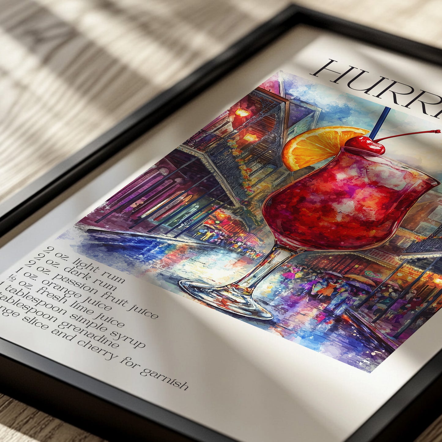 Hurricane Cocktail Poster - Recipe Print