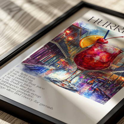 Hurricane Cocktail Poster - Recipe Print