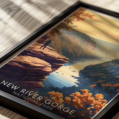 New River Gorge Poster — Vintage National Park Wall Art Print for Adventure & Nature Lovers