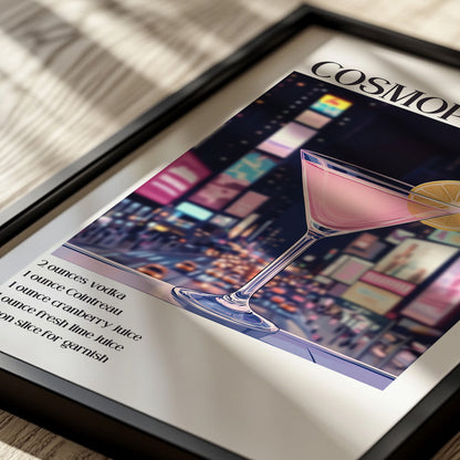 Cosmopolitan Cocktail Poster - Recipe Print