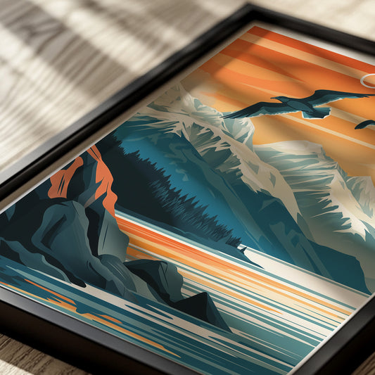 Olympic National Park Poster Vintage Washington Travel Print Wall Art Decor