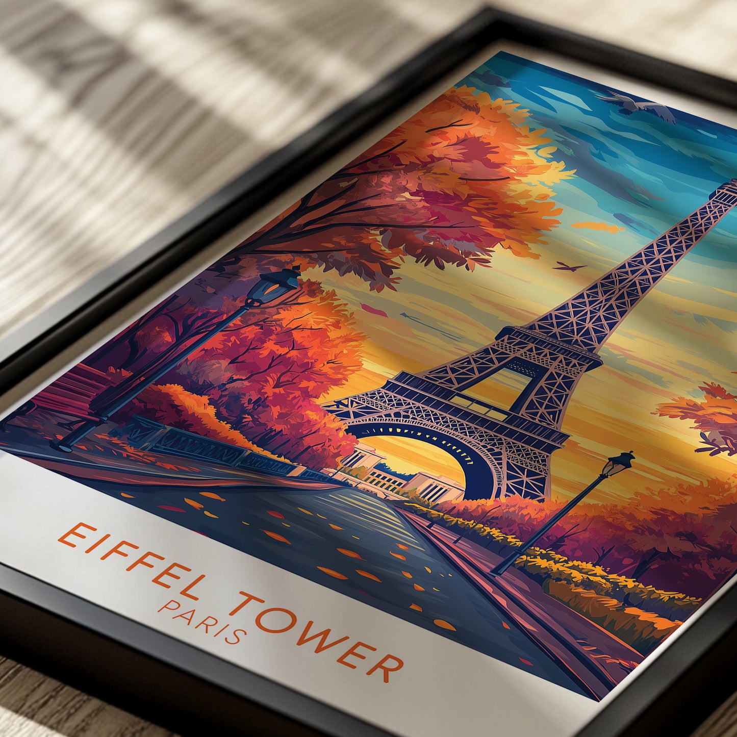 Eiffel Tower Paris Poster – Autumn Travel Wall Art Print