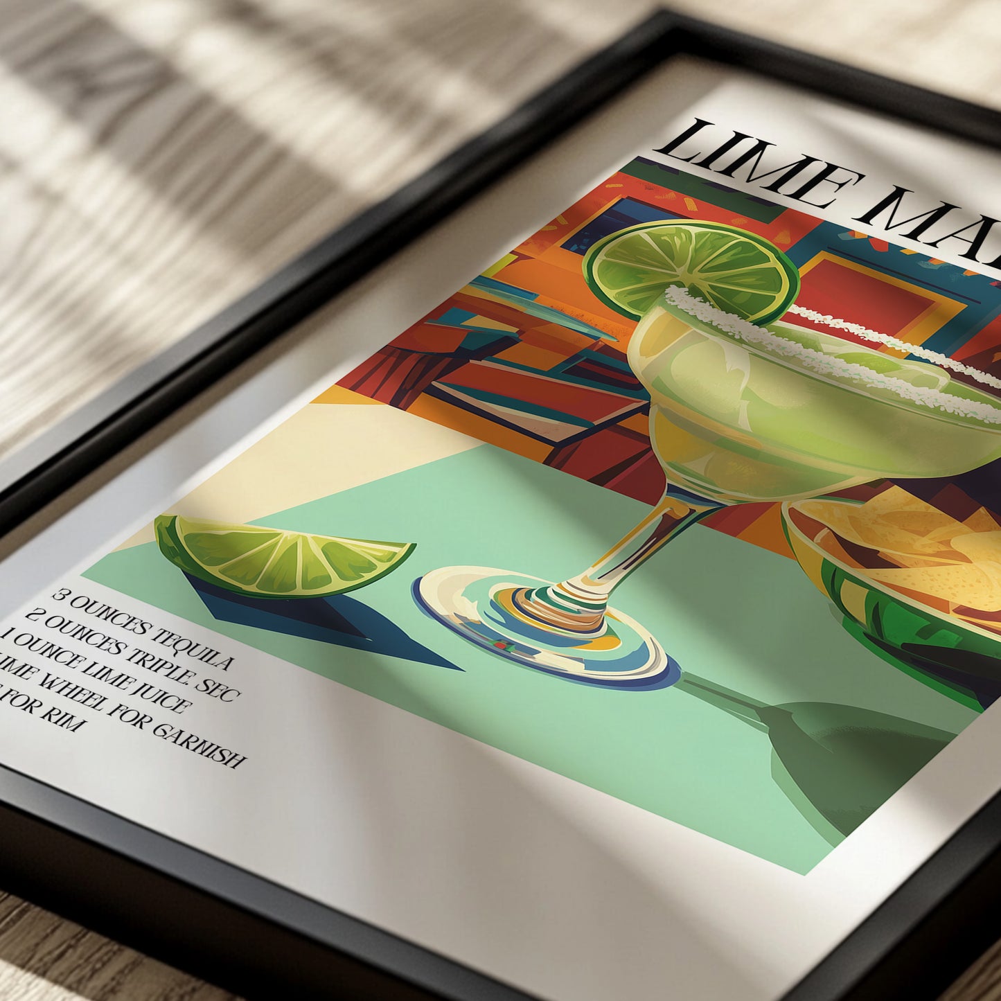 Margarita Cocktail Poster — Trendy Bar Cart Wall Art Print for Cocktail Lovers