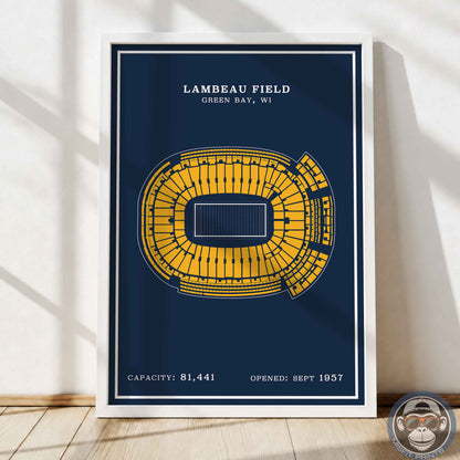 Lambeau Field Stadium - Modern Border Print