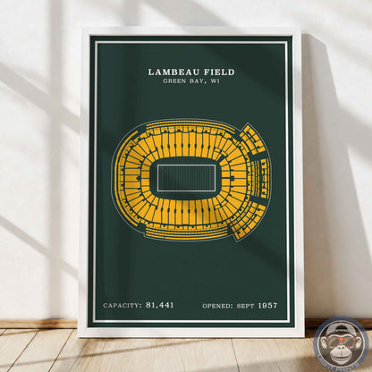 Lambeau Field Stadium - Modern Border Print