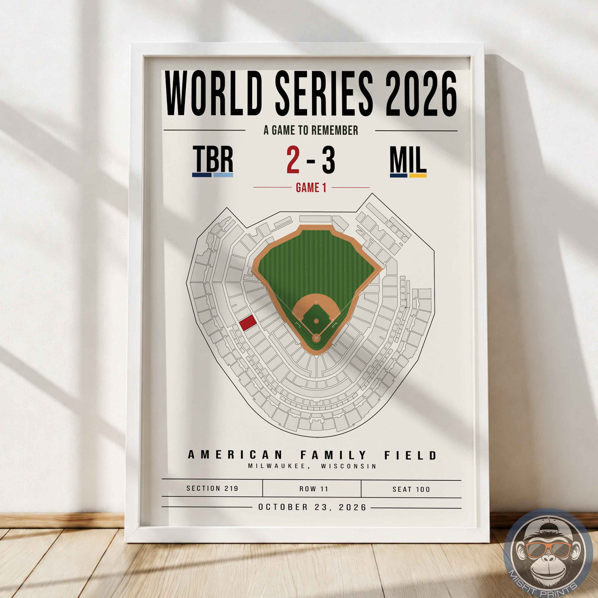 Custom World Series Baseball Seat Map Poster