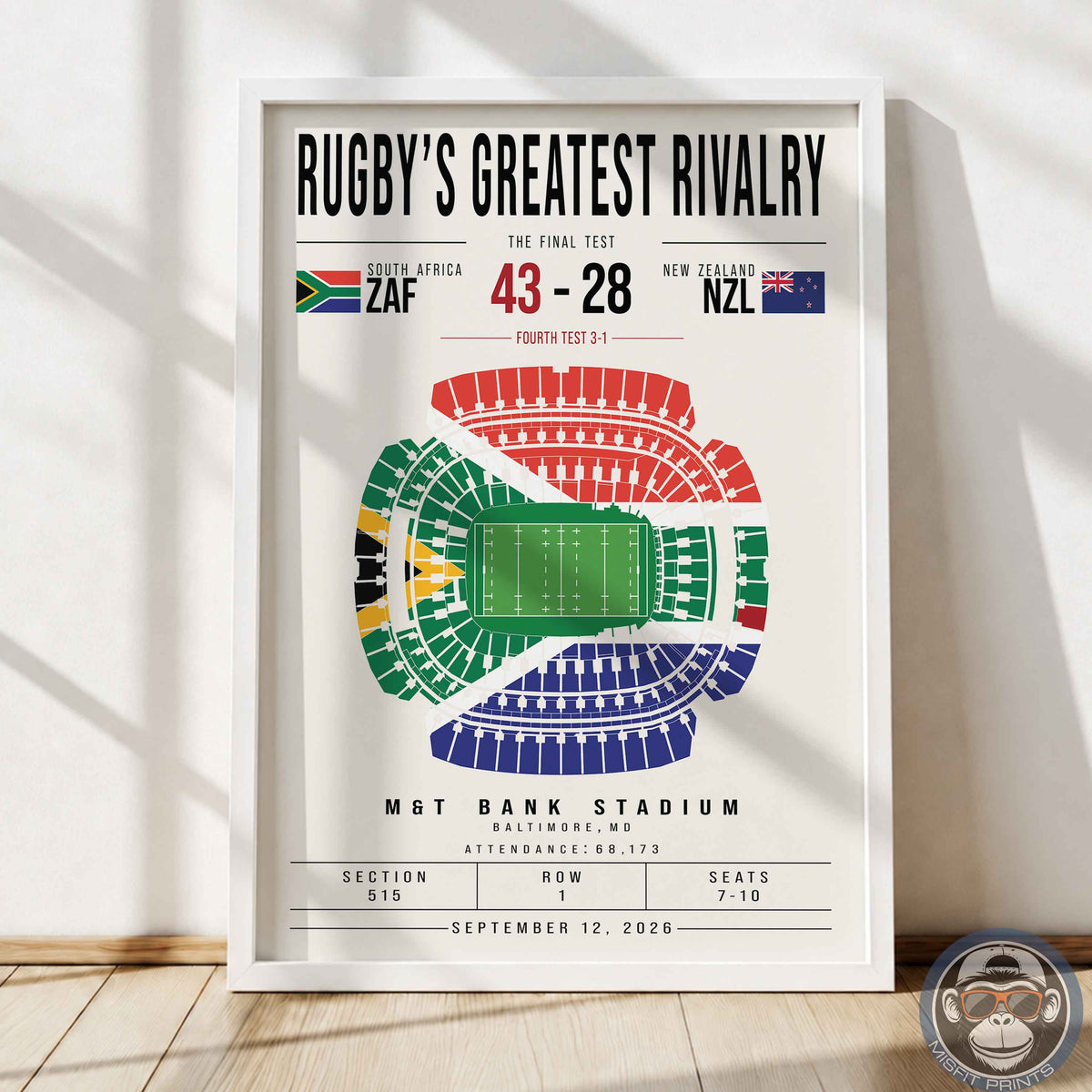 South Africa vs New Zealand Rugby Match Poster | M&T Bank Stadium