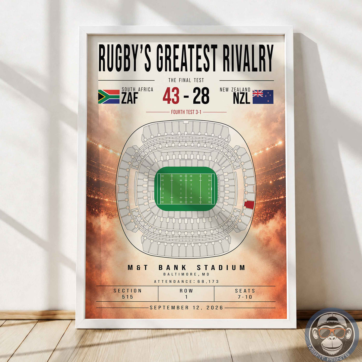 South Africa vs New Zealand Rugby Match Poster | M&T Bank Stadium