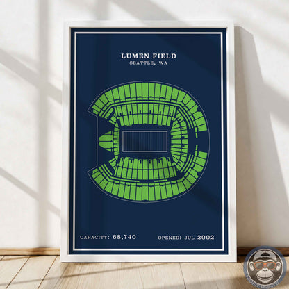 Lumen Field Stadium - Modern Border Print