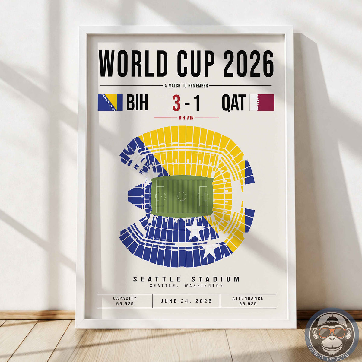 Bosnia and Herzegovina vs. Qatar World Cup Match Poster