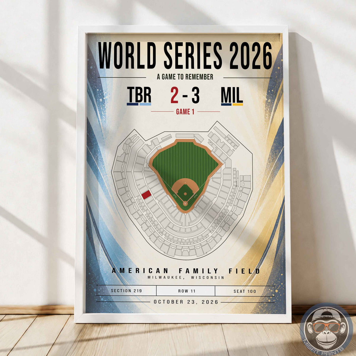 Custom World Series Baseball Seat Map Poster