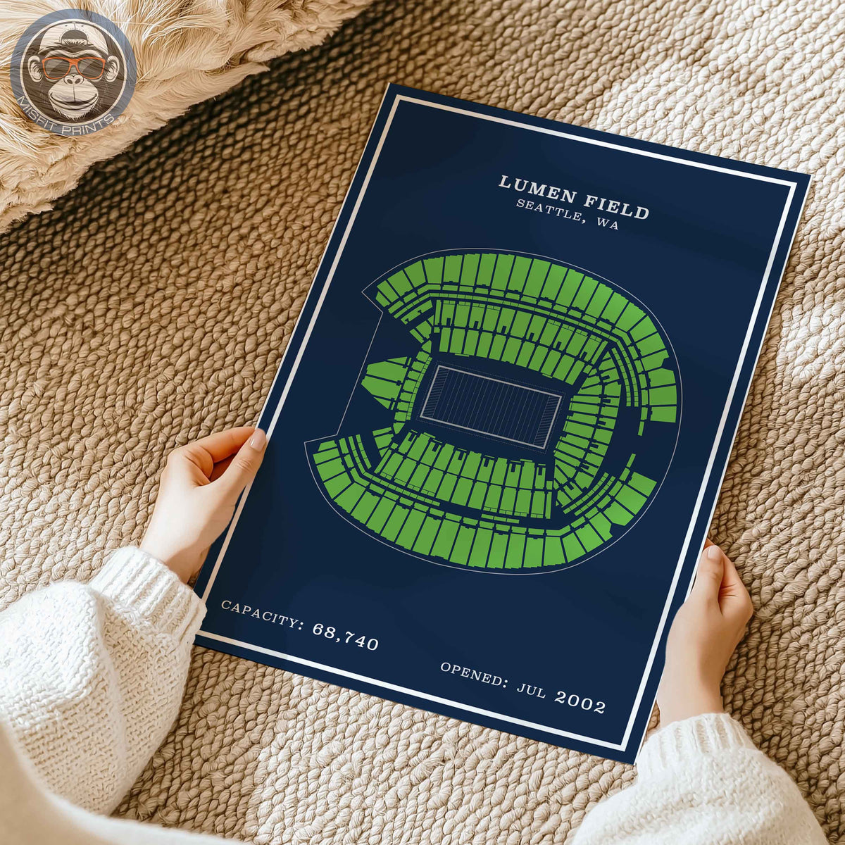 Lumen Field Stadium - Modern Border Print