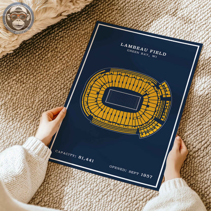 Lambeau Field Stadium - Modern Border Print