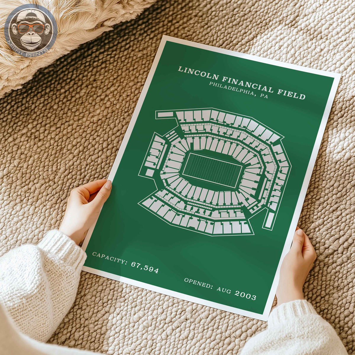 Lincoln Field Stadium - Border Print